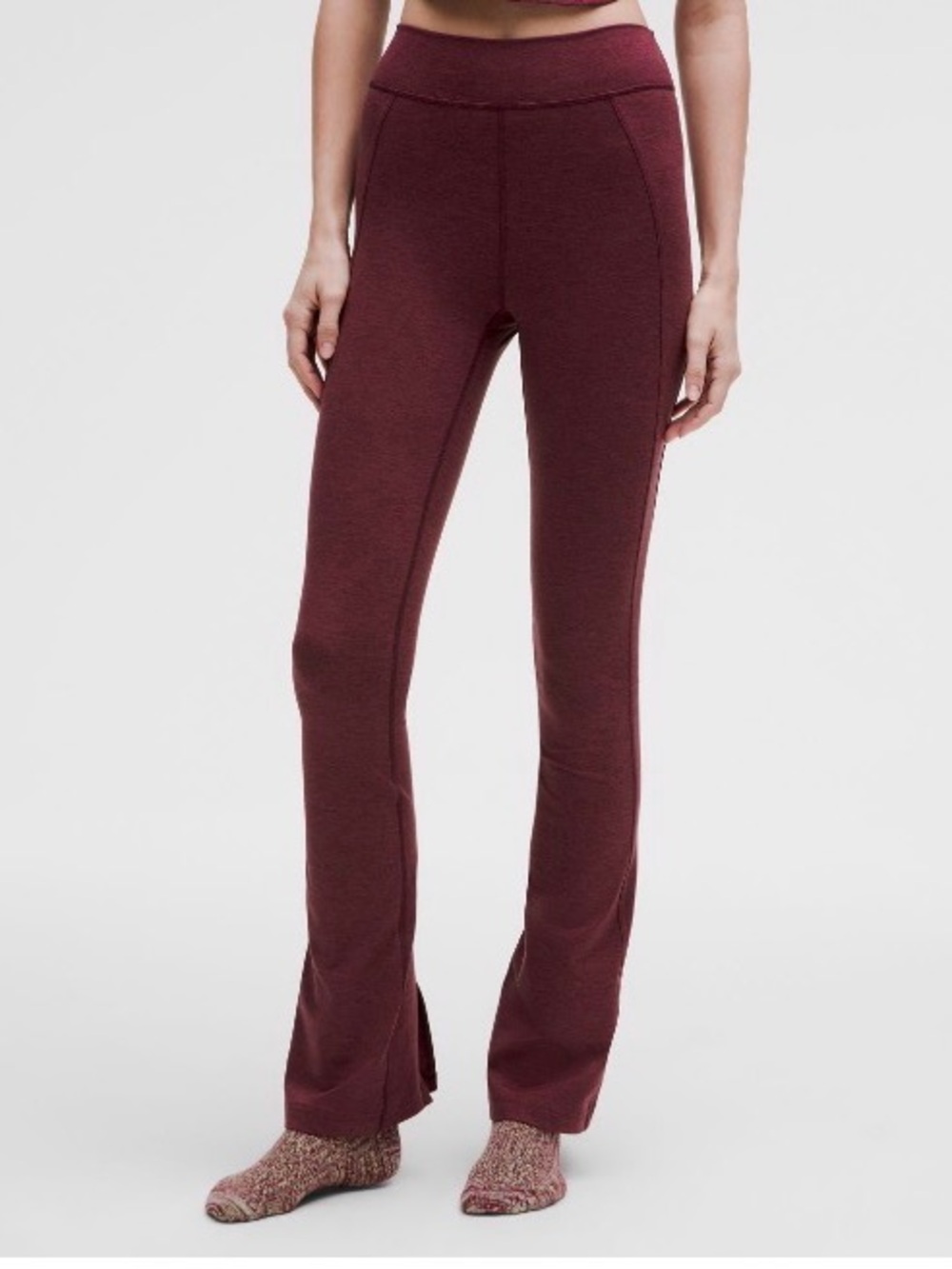 Softy Suedey Split-Hem High-Rise Mini Flare Pants Size 14 – Burgundy